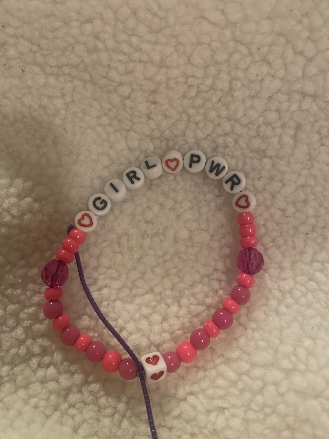 Cute Purple and Pink girl Power Bracelet Etsy