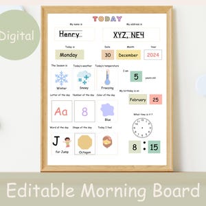 Morning board calendar for toddler, Weather and day board, Preschool circle time board, Letter and numbers board, Montessori weather chart.