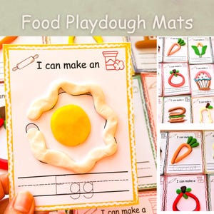 Tappetini di pasta modellabile per alimenti, scuola materna, asilo nido, apprendimento pre-k Tappetini di pasta modellabile, schede visive Montessori per l'istruzione parentale, tappetini di pasta modellabile per l'asilo nido.