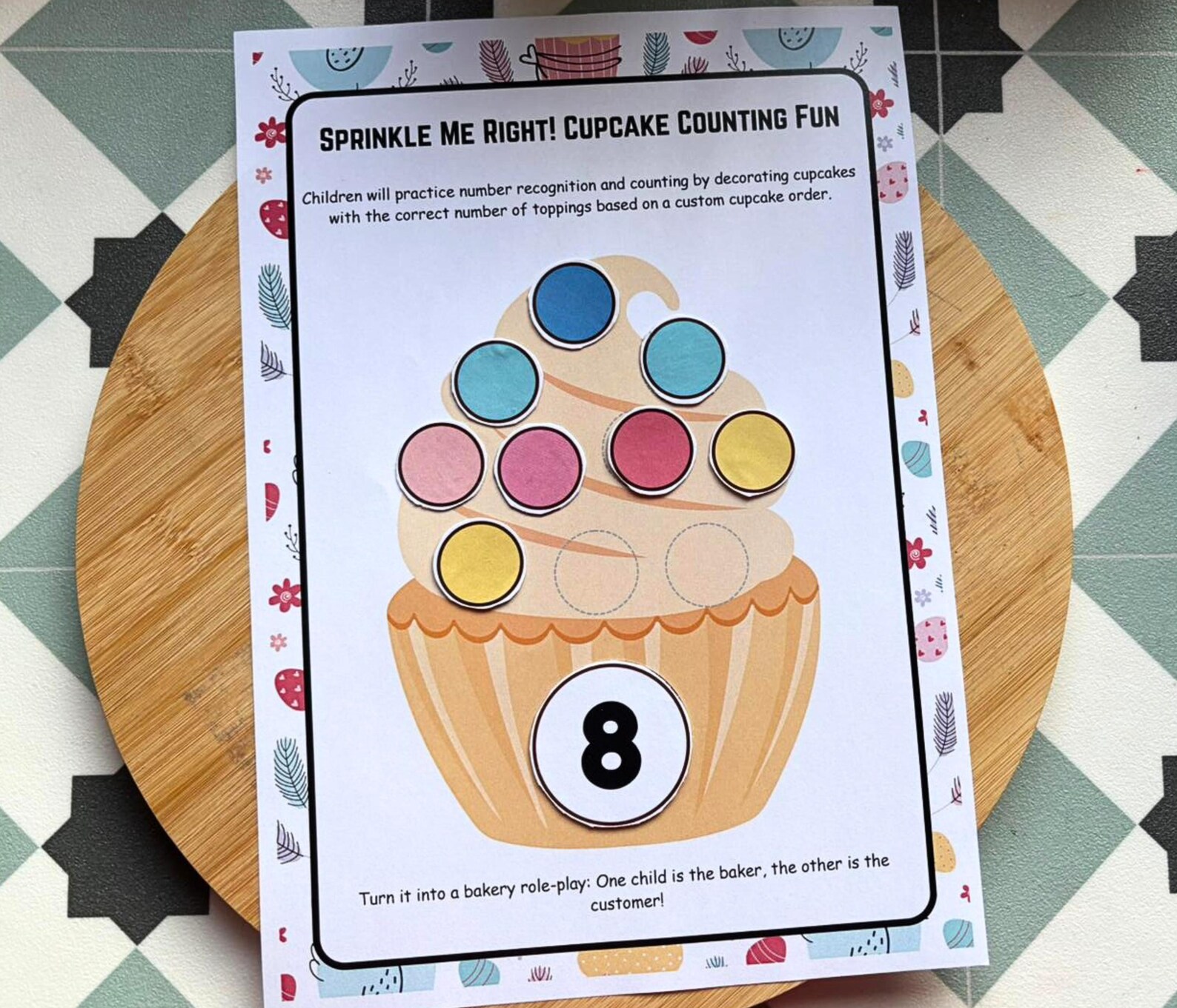 Cup Cake Math Game Cupcake Number Matching Game Printable | Preschool Counting Activity ...
