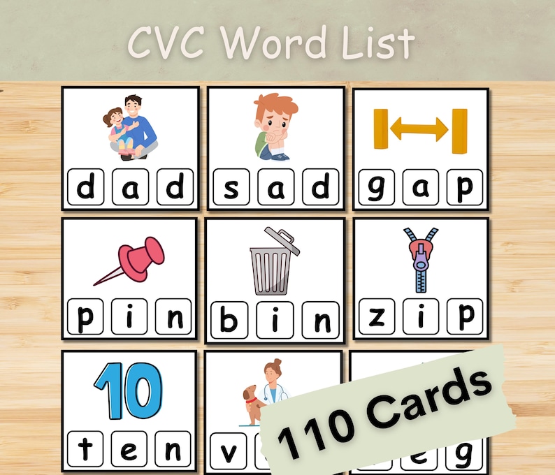 CVC Word Picture Cards: Early Reading Flashcards (digital Download) - Etsy