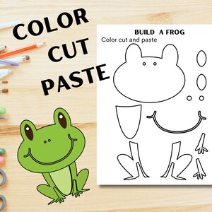 Frog Craft for Kids, Cut and Paste Activity Toddler, Fine Motor Skills ...