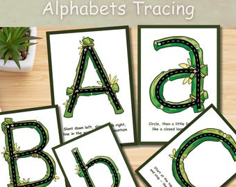 Preschool letter tracing cards, ABC flashcards for kids, Alphabets tracing cards for toddler, Preschool Montessori cards, Prewriting skills.