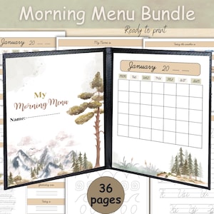 My morning menu cursive, Morning menu daily worksheet, Morning menu homeschool preschool, Morning menu with cover, Morning menu first grade.
