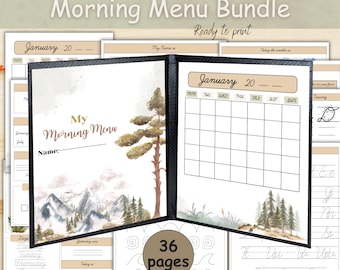My morning menu cursive, Morning menu daily worksheet, Morning menu homeschool preschool, Morning menu with cover, Morning menu first grade.