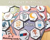 Alphabet Matching Activity Printable | ABC Letter Recognition Game | Toddler Preschool Learning Cards | Alphabet tracing and matching cards.