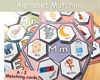 Alphabet Matching Activity Printable | ABC Letter Recognition Game | Toddler Preschool Learning Cards | Alphabet tracing and matching cards.