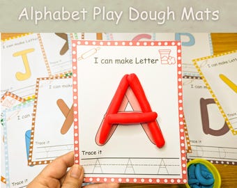 Alphabet play dough mat printables, Montessori letters recognition, ABC play dough mats for kids, Alphabet writing practice mats, Busy bags.