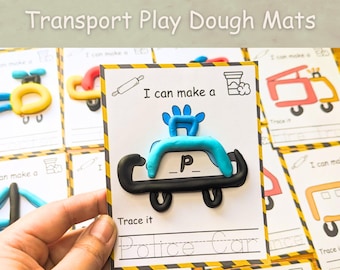 Play dough mats printable, Transport kindergarten play dough mats, Homeschool Montessori visual cards, Preschool activity pack, Busy bags.