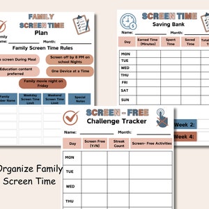 Screen Time Charts for Kids, Screen Time Rules, Screen Time Checklist ...
