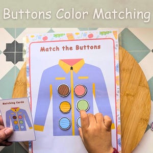 Attività di ordinamento e abbinamento dei colori per bambini, ordinamento dei pulsanti in età prescolare, attività di apprendimento per la scuola domestica, schede di riconoscimento dei colori.