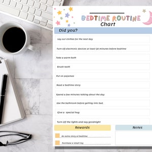 Bedtime Routine Checklist, Editable Bedtime Routine Chart, Nighttime ...