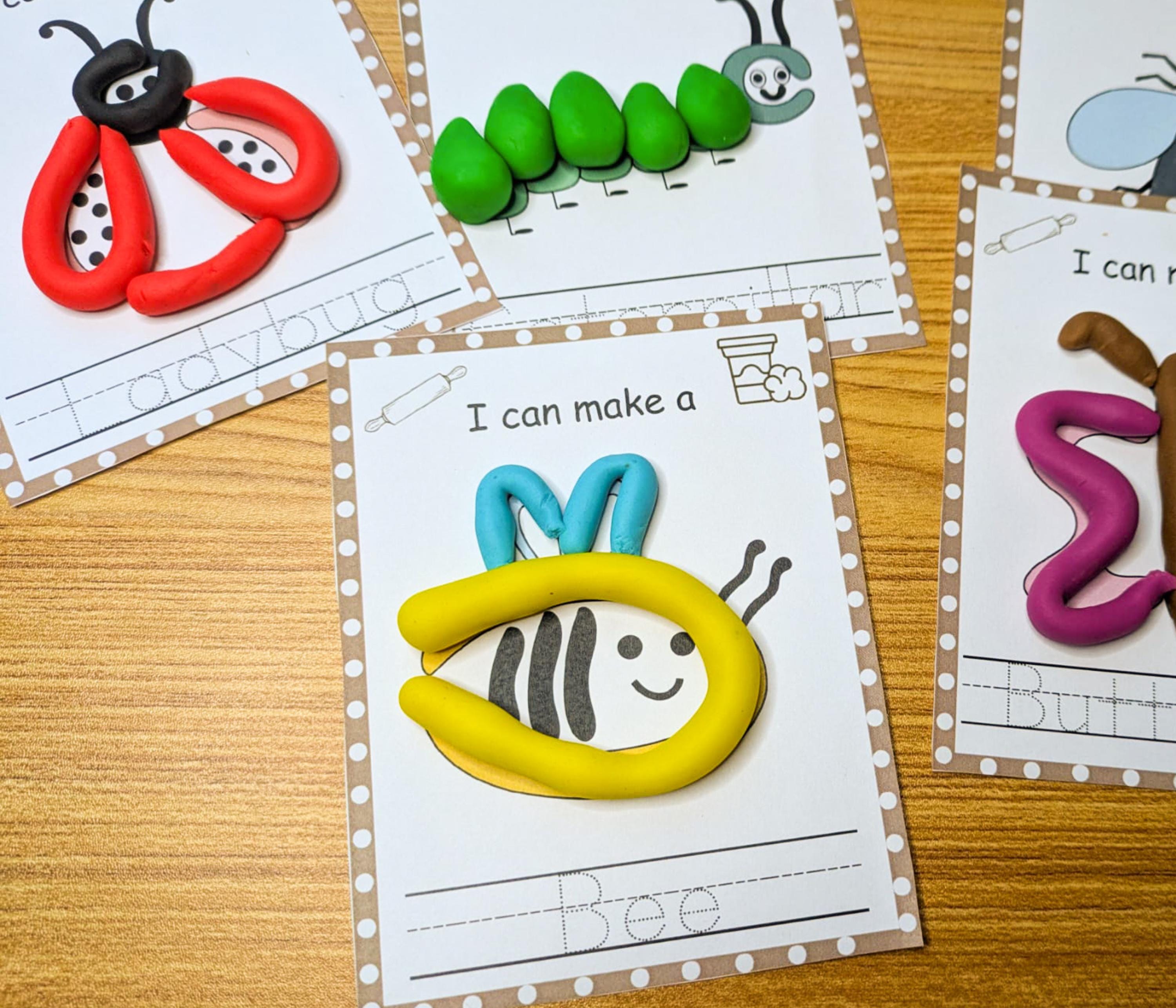 Insects Play Dough Mats Printable, Preschool Kindergarten Pre-k Play ...