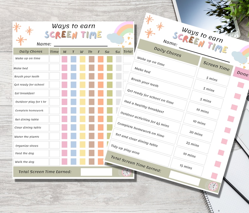 Screen Time Tracker for Kids, Editable Printable Screen Time Chart, How ...