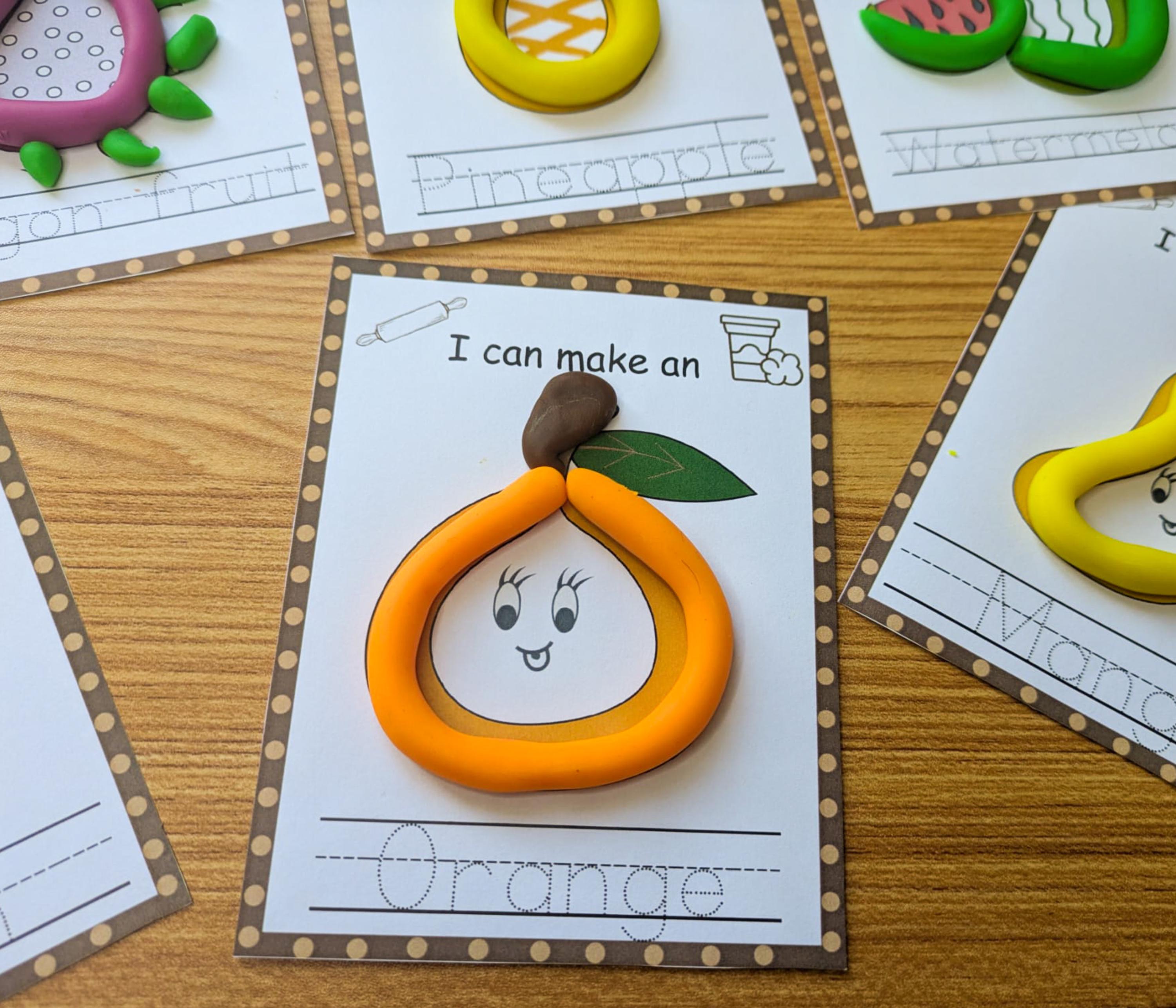 Fruits Play Dough Mats Printable, Preschool Kindergarten Pre-k Learning ...