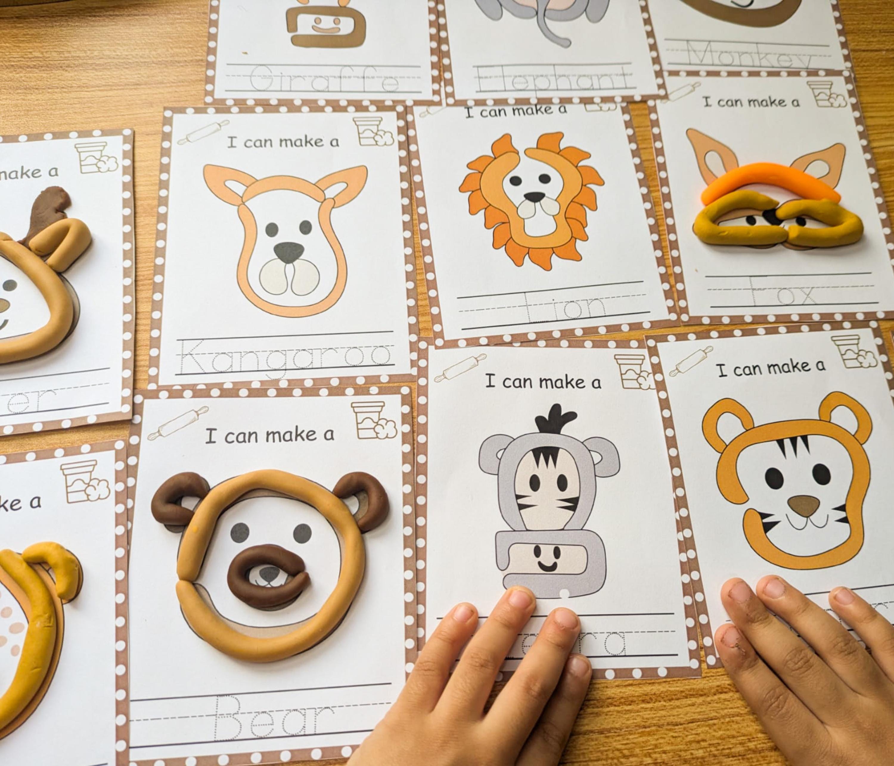 Wild Animals Playdough Mats Printable, Homeschool Montessori Animals ...