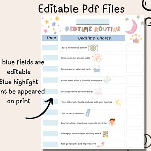 Bedtime Routine Chart Printable, Bedtime Visual Schedule, Nighttime ...