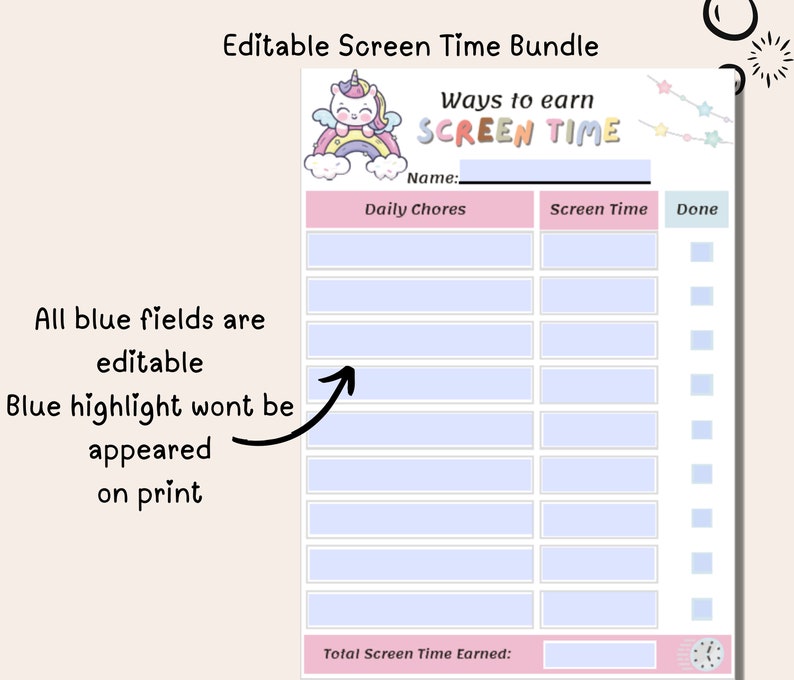 Screen Time Bundle for Kids, Screen Time Contract Printable, Screen Time Rules, Editable Screen ...