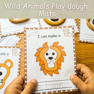 Wild Animals Playdough Mats Printable, Homeschool Montessori Animals ...