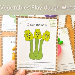 Vegetables play dough mats printable, Homeschool Montessori visual cards , Preschool kindergarten pre-K play doh mats , Preschool activities