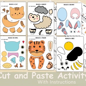 Cut and paste activity, Scissor skills exercises, Printable scissor practice sheets, Fine motor activity bundle, Cut and paste, Cut and glue
