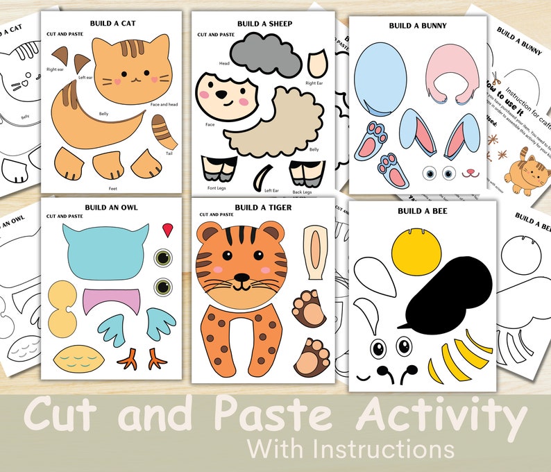 Cut and Paste Activity Scissor Skills Exercises Printable Scissor