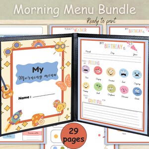 My morning menu cursive, Morning menu daily worksheet, Morning menu homeschool preschool, Morning menu with cover, Morning menu first grade.