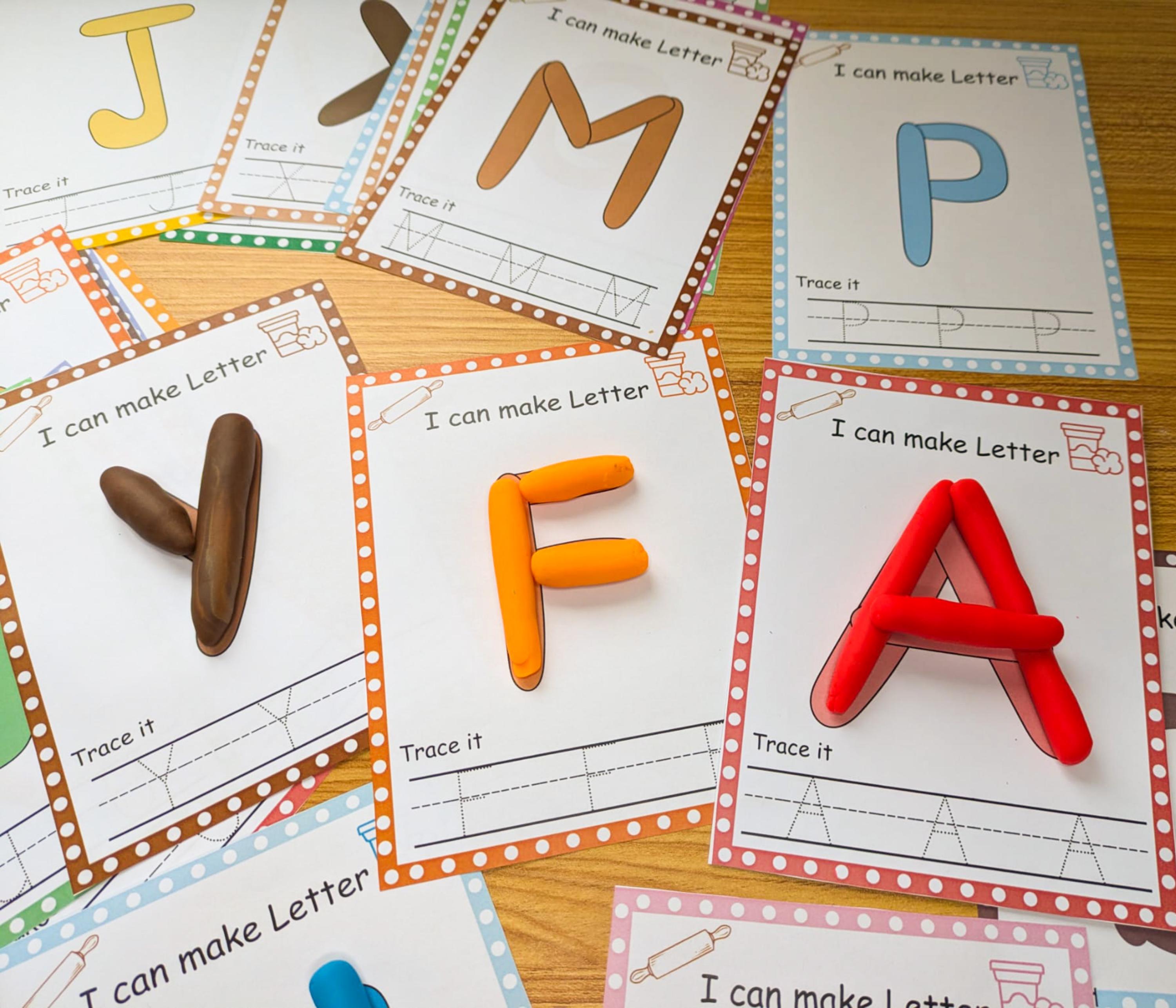 Alphabet Play Dough Mat Printables, Montessori Letters Recognition, ABC ...