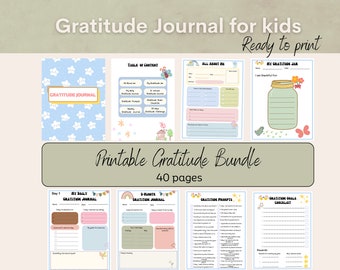 Kids gratitude journal printable, 5-minute gratitude journal, Mindfulness journal template, Gratitude jar for toddler, Growth mindset,