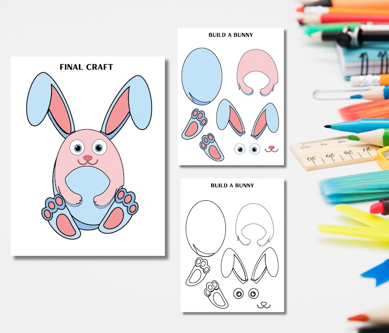 Bunny Cut and Paste Activity for Kids, Easter Printable, Easter ...