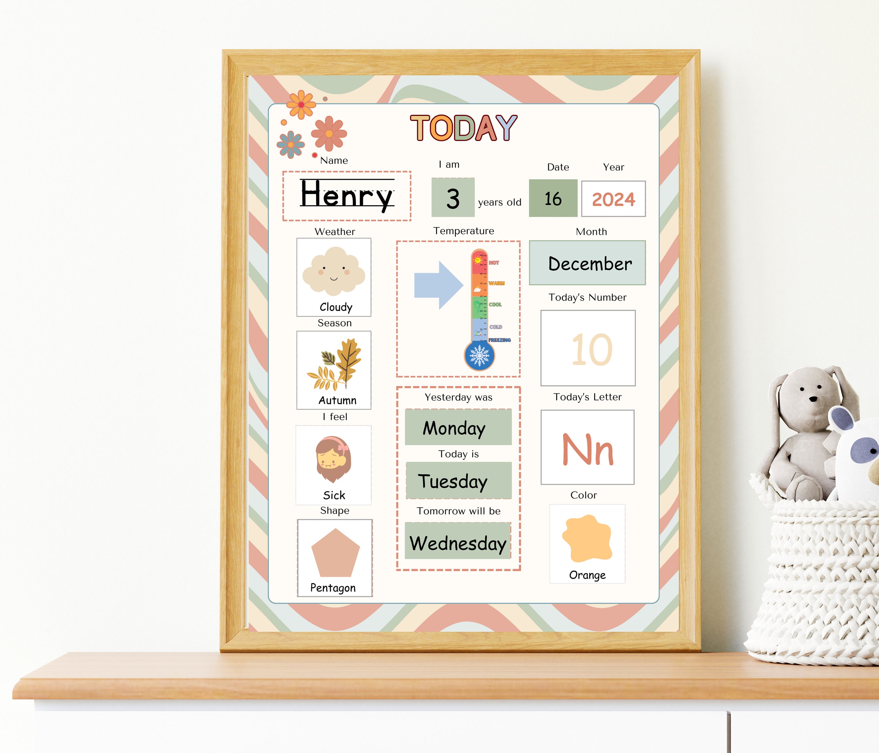 Morning Board Printable for Kids, Editable Morning Board for Toddler, Weather Chart for ...