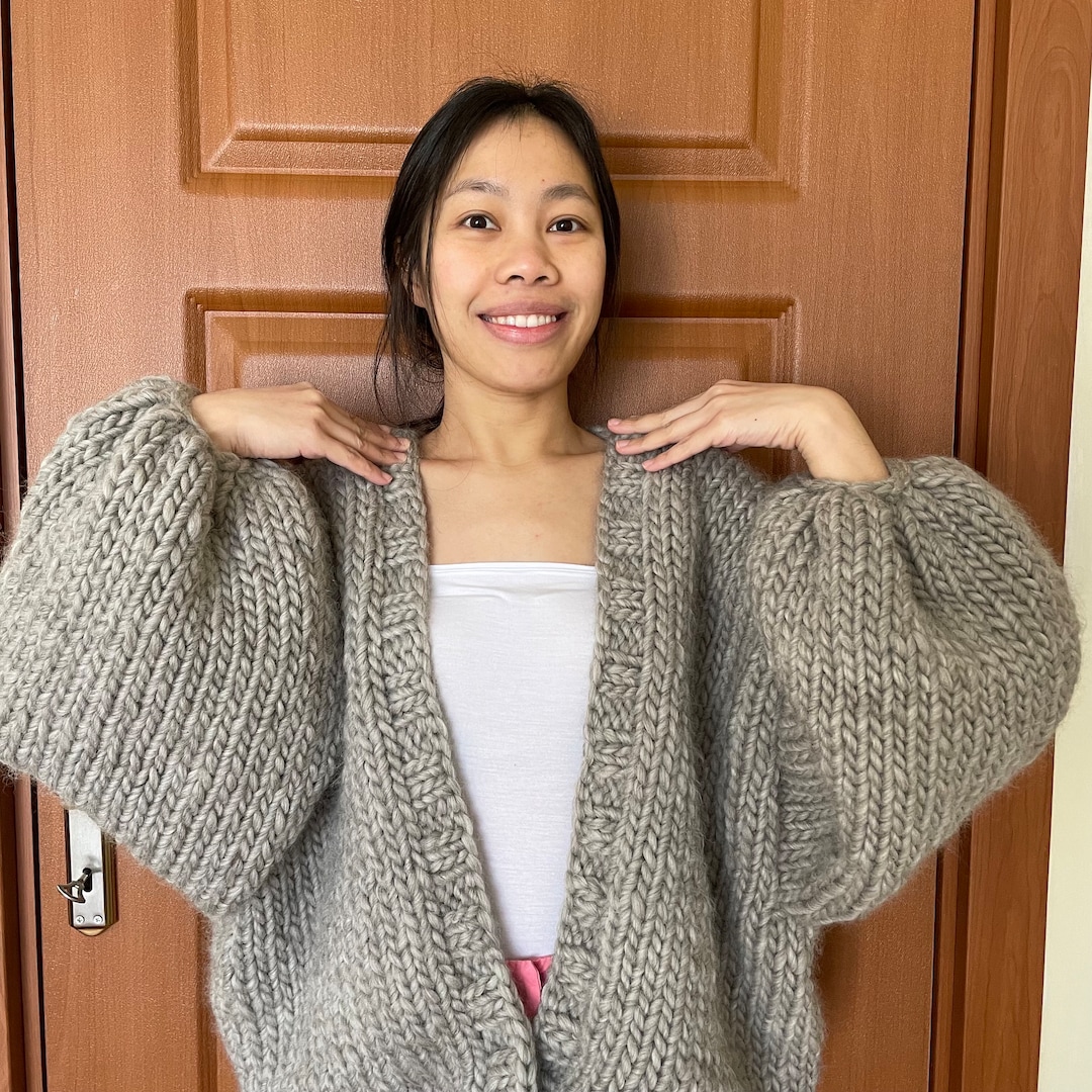 Balloon Sleeve Cardigan Womens Chunky Oversized Cardigan Women's