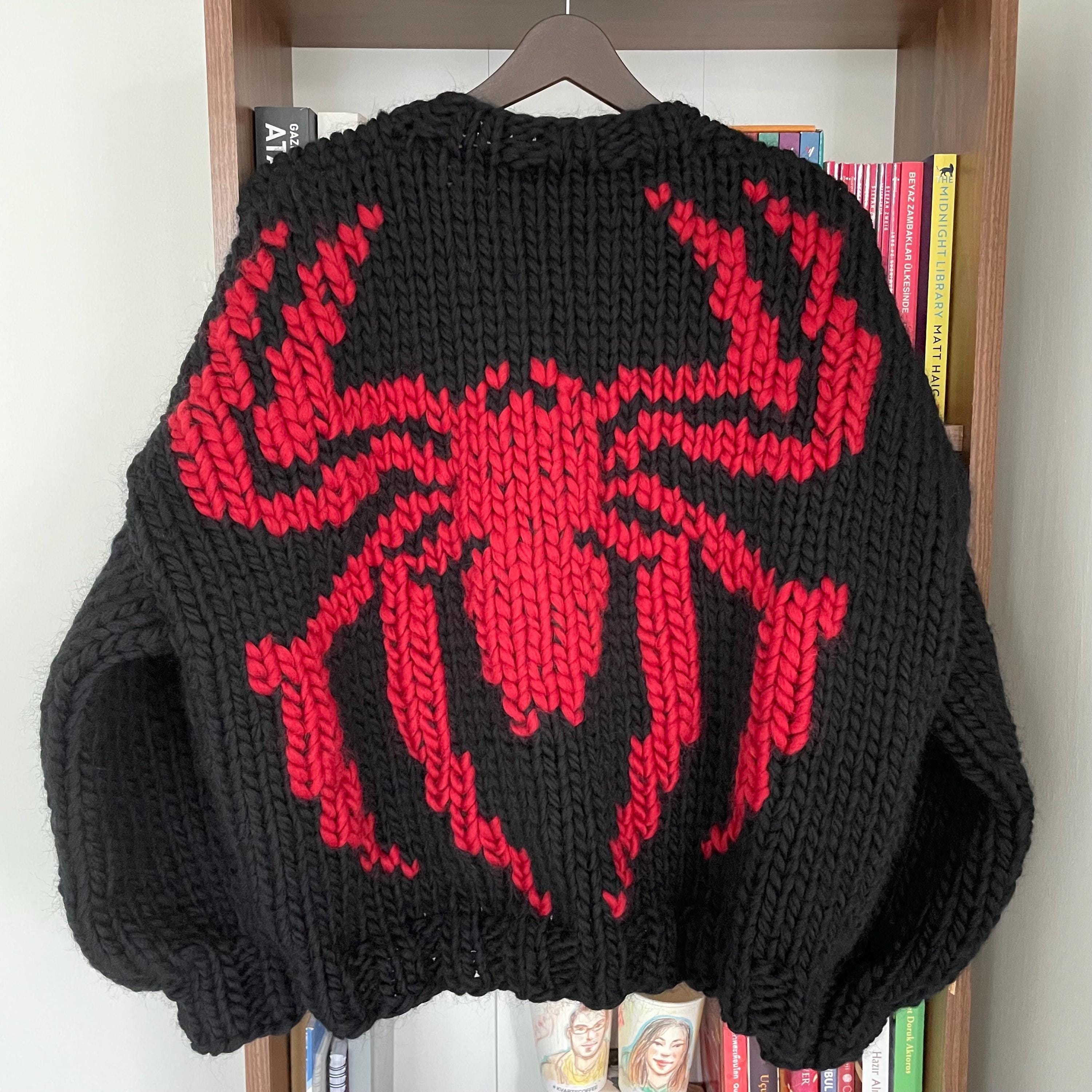 Hand Knit Spider Cardigan | Chunky Oversized Pullover - Etsy
