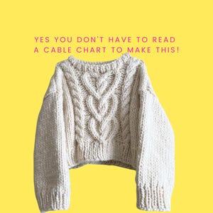 Heart Cable Knit Sweater Pattern: Chunky Pullover (PDF Download)