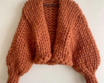 Handmade Chunky Wool Knit Cardigan: Oversized Statement Sweater