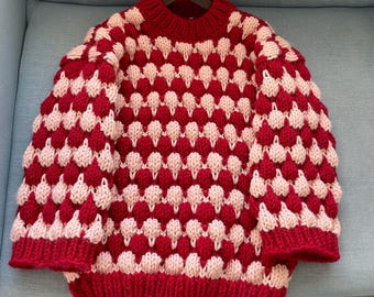 Textured Wool Hand Knit Sweater