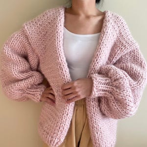Seamless Front Tie Chunky Cardigan Knitting Pattern PDF with Video Tutorial