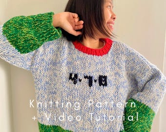 4-7-8 Chunky Sweater Knitting Pattern PDF with Video Tutorial