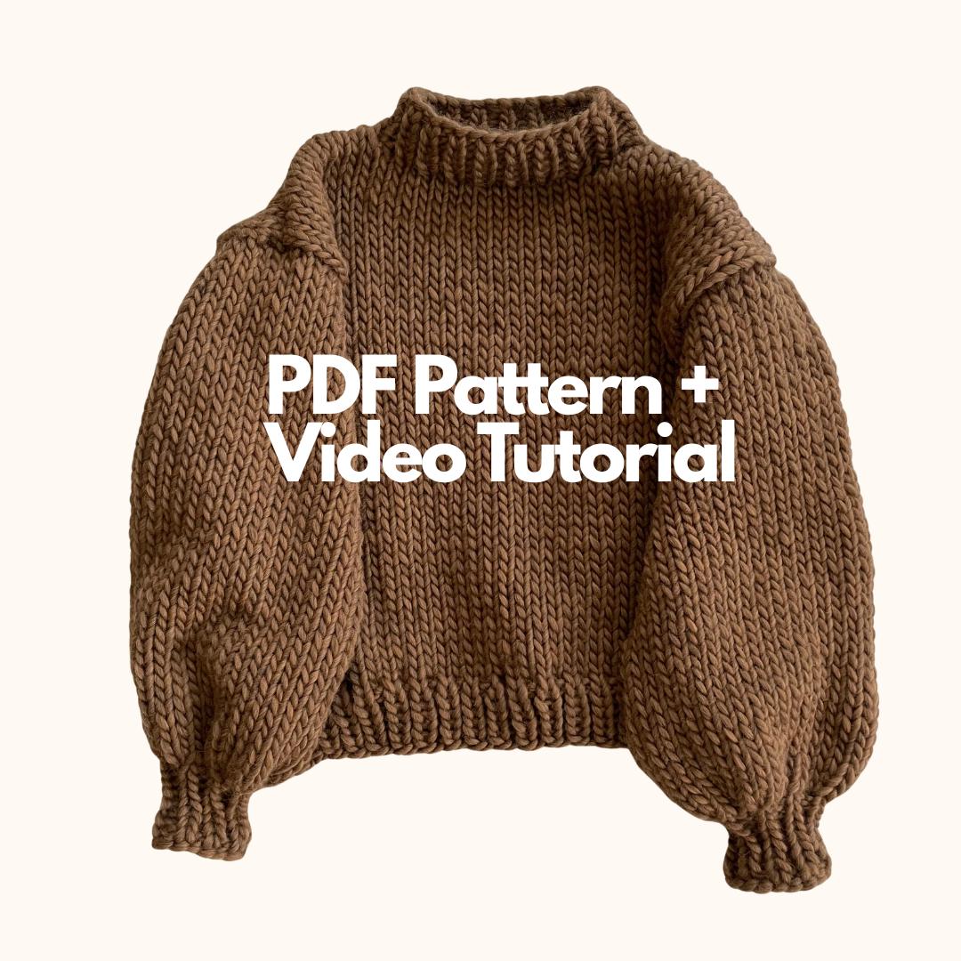 Chunky Sweater Knitting Pattern: Beginner Friendly(pdf Pattern + Video ...
