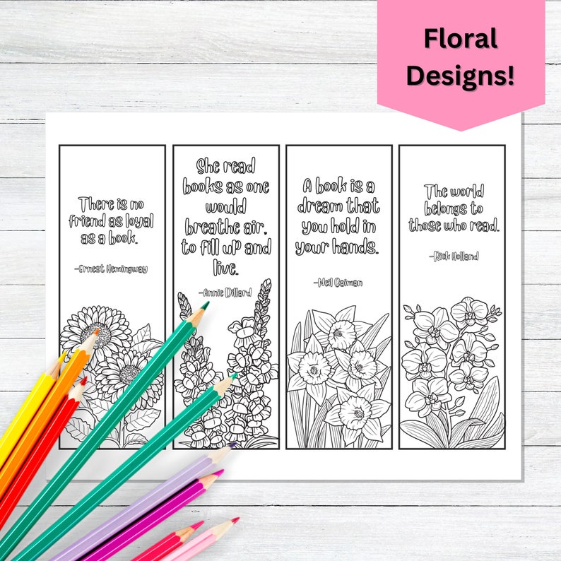 Printable Coloring Bookmarks, Coloring Pages Instant Download PDF ...