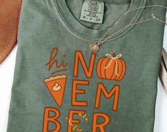 Pumpkin Season Hi November Design Cozy Fall Autumn Digital PNG SVG Thanksgiving Graphic Cute November Quote Clipart for Shirts Mugs Decor