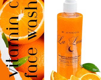 Brightening Vitamin C Face Wash with Hyaluronic Acid, Salicylic Acid, Peptides, Ceramides and multiple proteins and extracts