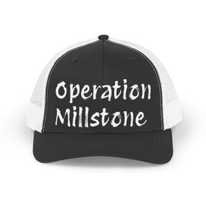 Gorra de camionero/gorra de malla retro de Operation Millstone, escritura en tiza