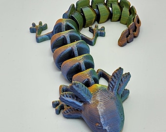 3D Axolotl 16cm, gelenkig, articulated, hochwertiger 3D-Druck, 34 Farben (NEU vierfarbig)