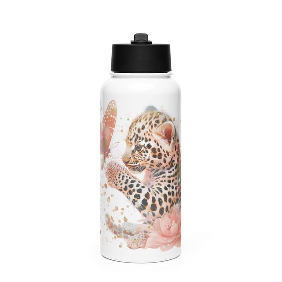 Rose Gold Baby Cub With a Pink Butterfly Stainless Steel Water