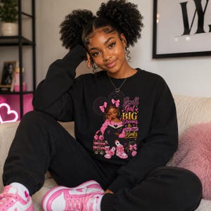 Black Girl Magic Graphic Youth Sweatshirt | Pink Afro Kids Crewneck