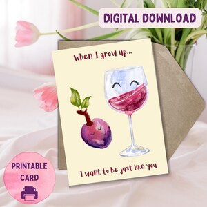 DESCARGA INSTANTÁNEA EN PDF / Plantilla imprimible para el Día de la Madre / Feliz Día de la Madre / Tarjeta de felicitación con juego de palabras / Amante del vino tinto / Tarjeta sencilla