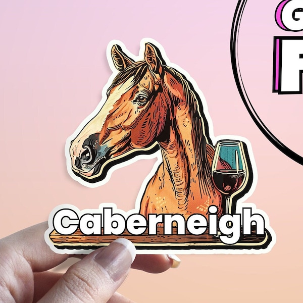 Caberneigh Sticker: Horse Cabernet Red Wine Waterproof Wino Sticker - Perfect Decor for Laptops, Kindles, Ipads, Journals, and Water Bottles