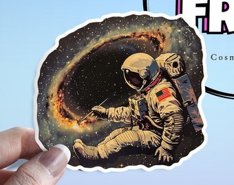 Cosmic Painting Sticker: Astronaut Universe Space Art Waterproof Sticker - Perfect Decor for Laptops, Kindles, Journals, and Water Bottles