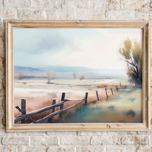 Wyoming Valley in Fog | Watercolor Painting | Printable Wall Art | Instant Download | American West | Nature | Landscape